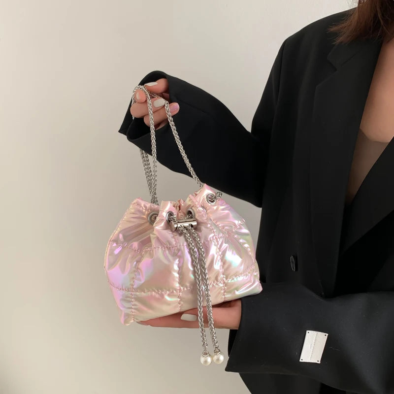 Purple Quilted Cotton Shoulder Bag for Women