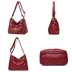 Women Crossbody Shoulder Bag Soft Leather Multi-pocket Female Sac