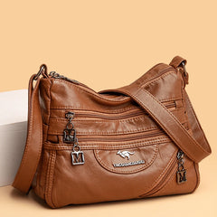 Women Crossbody Shoulder Bag Soft Leather Multi-pocket Female Sac