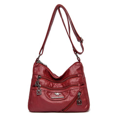 Women Crossbody Shoulder Bag Soft Leather Multi-pocket Female Sac