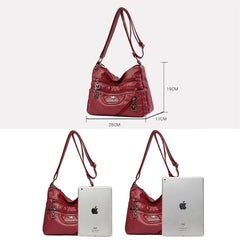 Women Crossbody Shoulder Bag Soft Leather Multi-pocket Female Sac