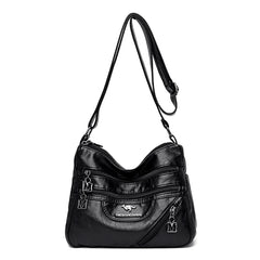 Women Crossbody Shoulder Bag Soft Leather Multi-pocket Female Sac