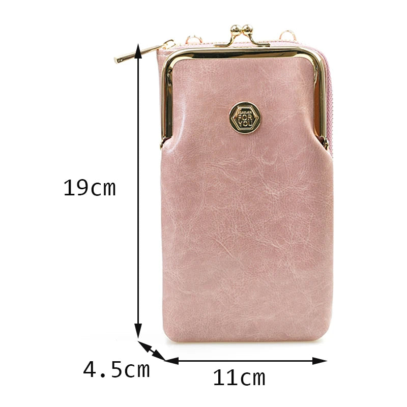 Retro Phone Bag Leather Crossbody Lady Purse