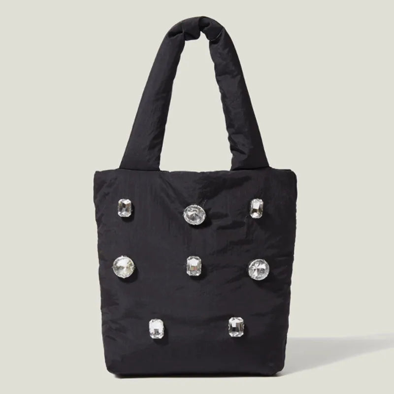 Rhinestone Totes Bag Nylon Printed Handbag