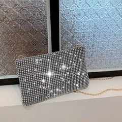 Rhinestones Chain Crossbody Bags Solid Shoulder Phone Pouch Lady Small