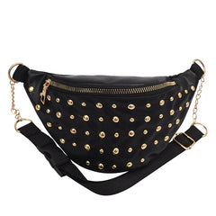 Stylish Rivet PU Leather Waist Bag for Women