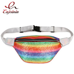 Sequin Rainbow Stripes Handbags Women Bags Waist Bag Fanny Packs