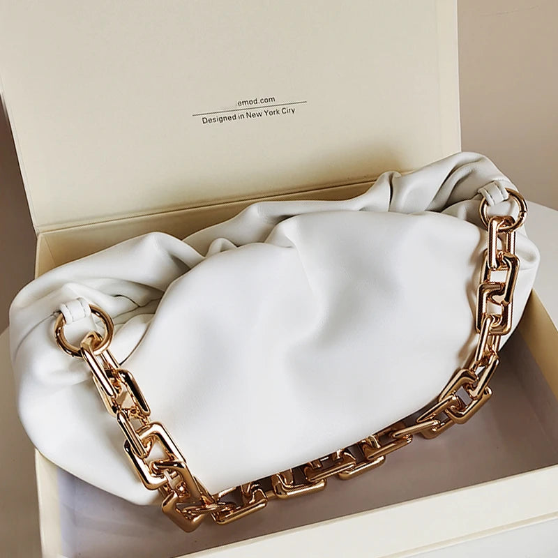 Silver Chain Women Handbag Soft Leather Cloud Bag Crossbody Bags Shoulder Bag