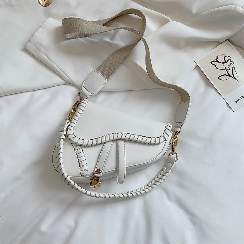 Small PU Leather Saddle Bag Women Shoulder Crossbody Handbag