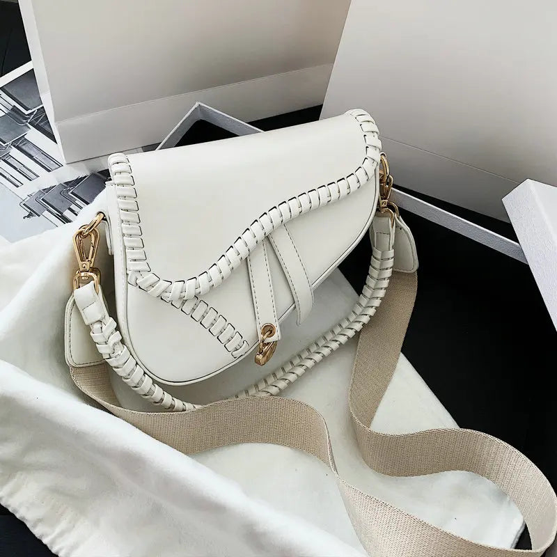 Small PU Leather Saddle Bag Women Shoulder Crossbody Handbag