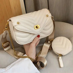 Leather Messenger Bag Women Chain Shoulder Crossbody Bag
