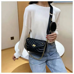 Leather Messenger Bag Women Chain Shoulder Crossbody Bag