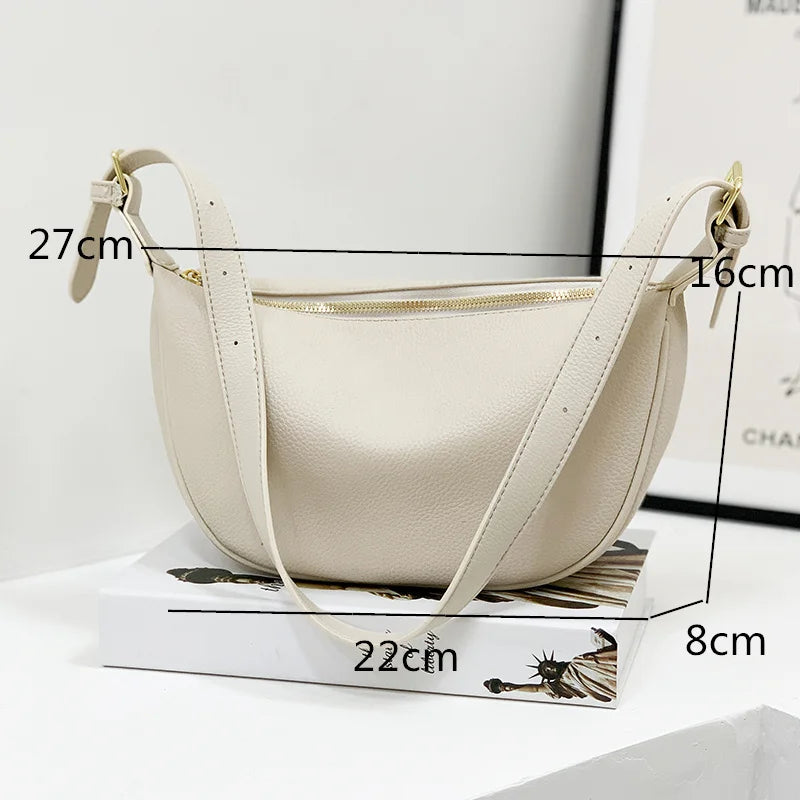 Soft Leather Handbags Solid Shoulder Crossbody Bag for Women
