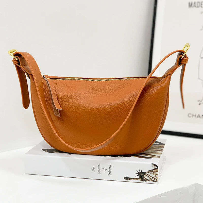 Soft Leather Handbags Solid Shoulder Crossbody Bag for Women