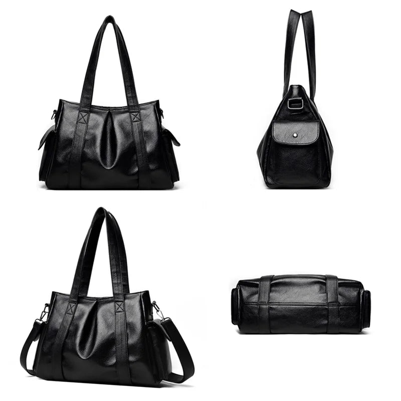 Soft Leather Handbags Retro Crossbody Bags for Women Large Capacity