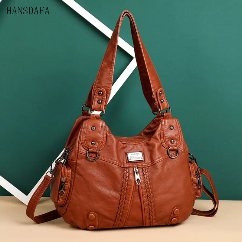 Soft Leather Handbags High Woman Messenger Bag