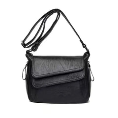 Soft Leather Women Handbags Pure Messenger Bag Double Flap Shoulder Crossb