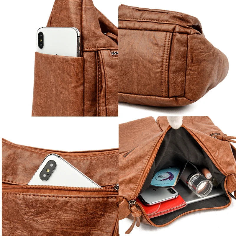 Soft Leather Shoulder Bags for Women Large Capacity Handbags
