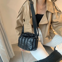 Winter Down Bag Crossbody Handbag with Wide Shoulder Strap