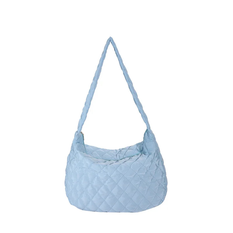 Winter Crossbody Down Bag Handbag with Wide Shoulder Strap