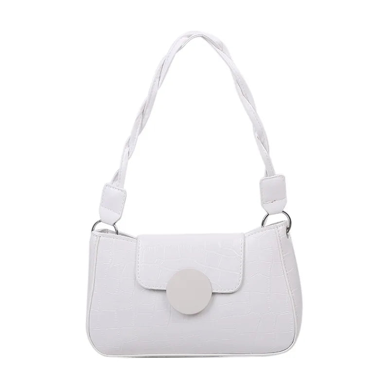 Square Flap Bag PU Leather Women's Handbag Stone Pattern Chain Shoulder