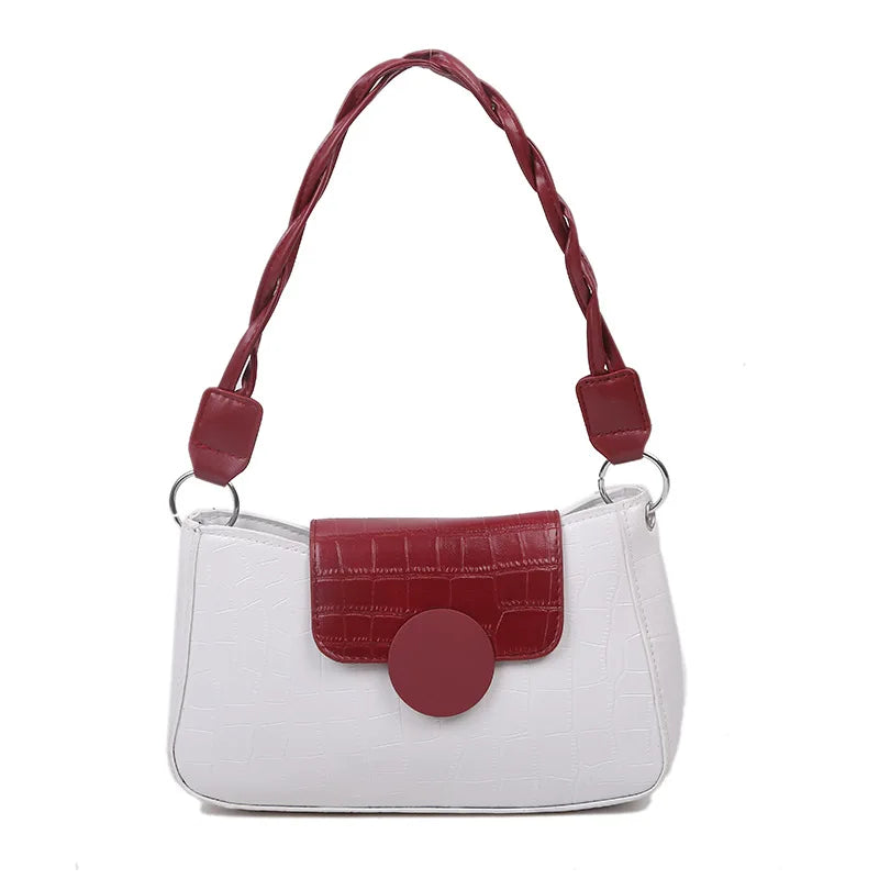 Square Flap Bag PU Leather Women's Handbag Stone Pattern Chain Shoulder
