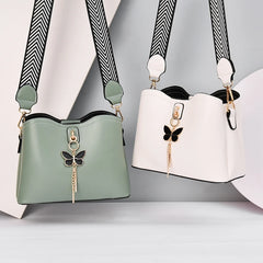 Tassel Bucket Crossbody Bag Soft Leather Vintage Tote