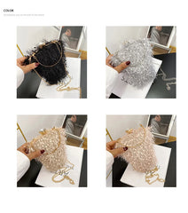 Heart Shaped Tassel Party Clutch Bag Top Handle Chain Shoulder Bag