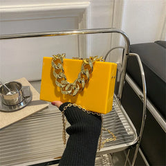 Thick Chain Acrylic Evening Clutch Hand Bag Lady Crossbody Shoulder Bags