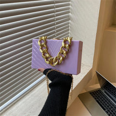 Thick Chain Acrylic Evening Clutch Hand Bag Lady Crossbody Shoulder Bags