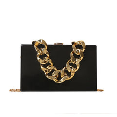 Thick Chain Acrylic Evening Clutch Hand Bag Lady Crossbody Shoulder Bags