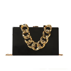Thick Chain Acrylic Evening Clutch Hand Bag Lady Crossbody Shoulder Bags
