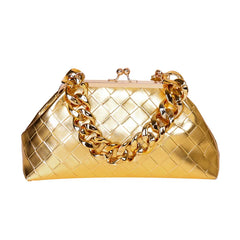 Thick Chain Handbags Buckle Shoulder Bag Weave Leather Crossbody Bags