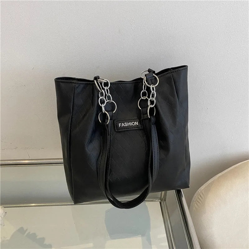 Large PU Leather Tote Bag for Women - Handbag for Students and Shoppers