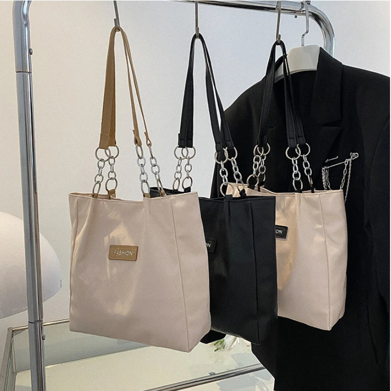 Large PU Leather Tote Bag for Women - Handbag for Students and Shoppers
