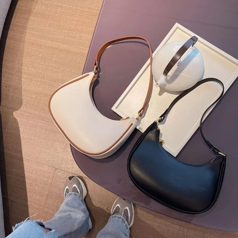 Women's PU Leather Half-moon Armpit Shoulder Bag