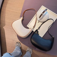 Women's PU Leather Half-moon Armpit Shoulder Bag