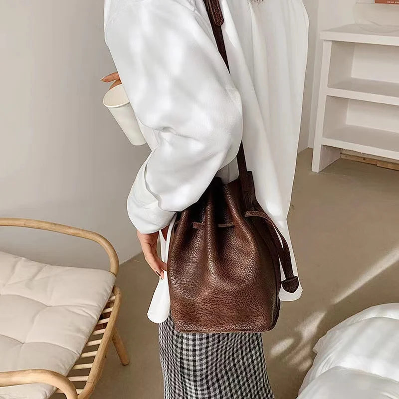 Vintage Crossbody Bucket Bag Woman Bag Female Shoulder Handbag
