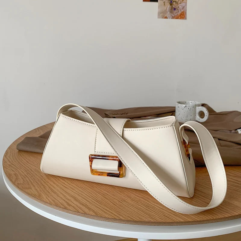 Vintage PU Leather Shoulder Bag for Women Underarm Handbag