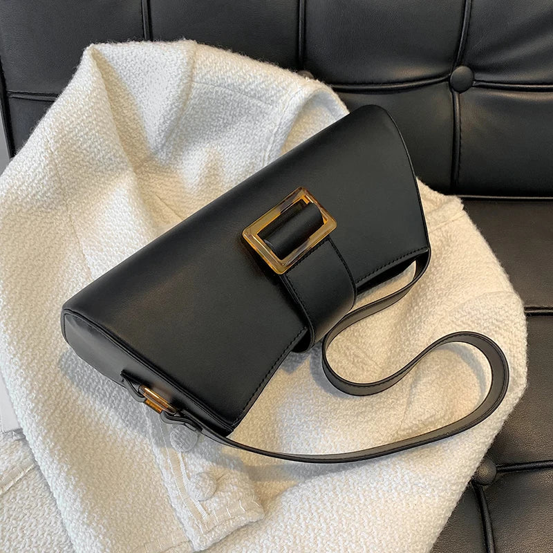 Vintage PU Leather Shoulder Bag for Women Underarm Handbag