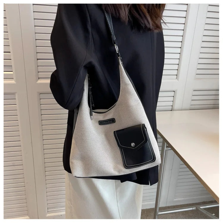Vintage Canvas Shopper Bag Women Shoulder Handbag Lady Totes Pack Purse