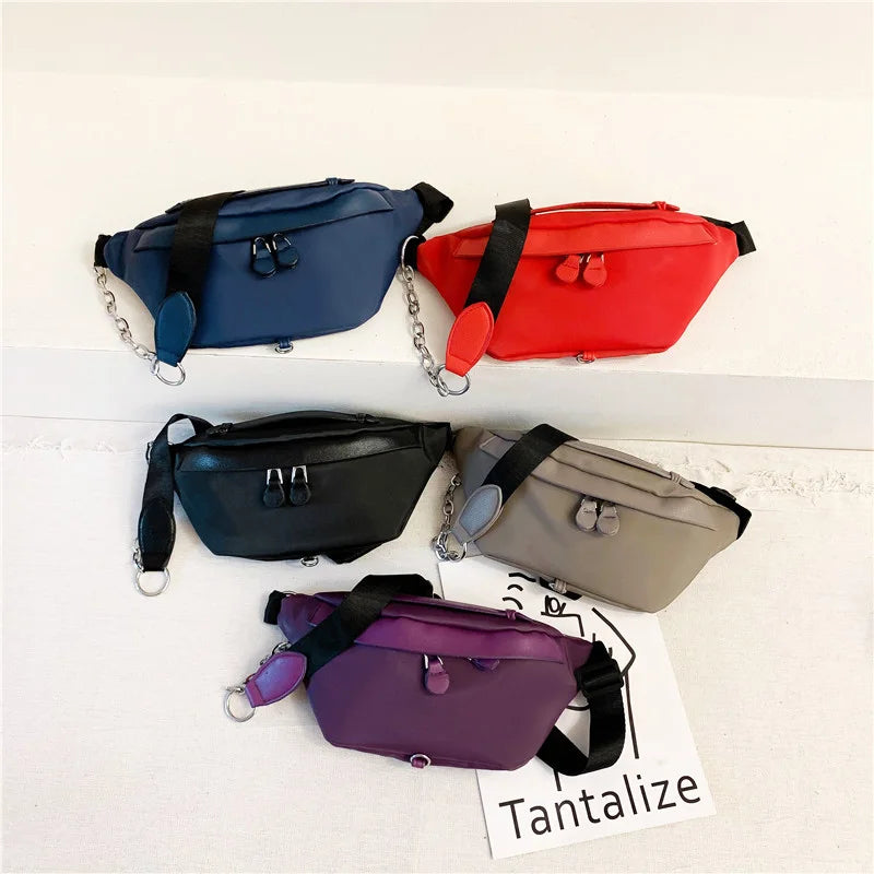 Leather Waist Bag Women Chest Bag Shoulder Pouch Female Fanny Pack
