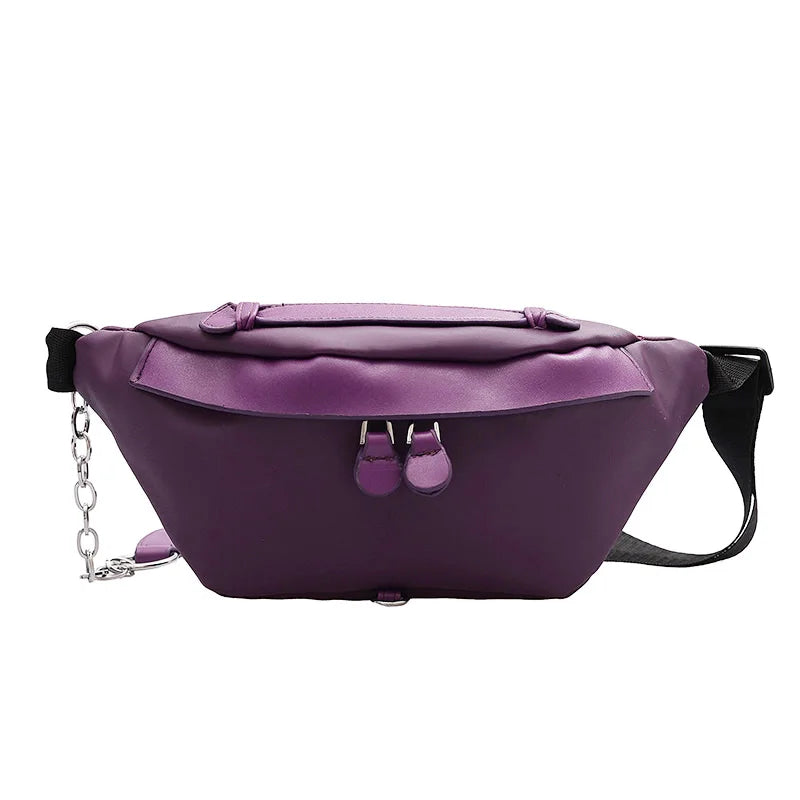 Leather Waist Bag Women Chest Bag Shoulder Pouch Female Fanny Pack