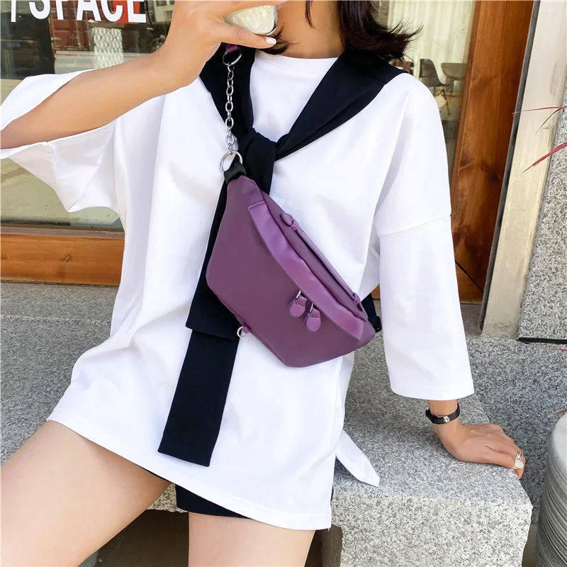 Leather Waist Bag Women Chest Bag Shoulder Pouch Female Fanny Pack