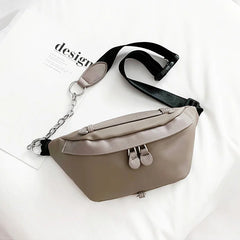 Leather Waist Bag Women Chest Bag Shoulder Pouch Female Fanny Pack