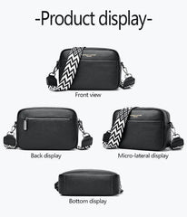 Wide Straps Leather Women Flap Bag Crossbody Shoulder Bags
