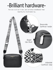 Wide Straps Leather Women Flap Bag Crossbody Shoulder Bags