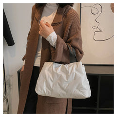 Nylon Tote Underarm Padded Down Feather Handbag