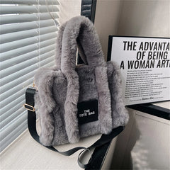 Winter Faux Fur Tote Handbag Large Shoulder Crossbody Bag