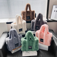 Winter Faux Fur Tote Handbag Large Shoulder Crossbody Bag